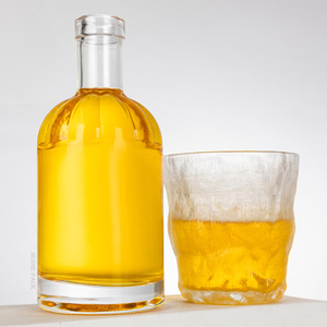 Bulbous Shoulder Cylinder 350ml Clear Glass Liquor Bottle