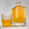 Intricate Diamond - Patterned Embossed Glass Liquor Bottle