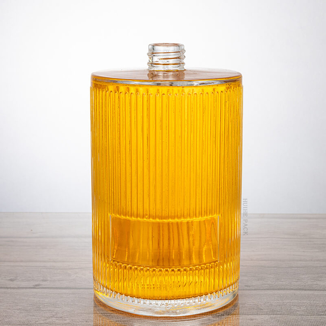 Vertical Ribbed Cylinder Liquor Bottle with Screw Corks