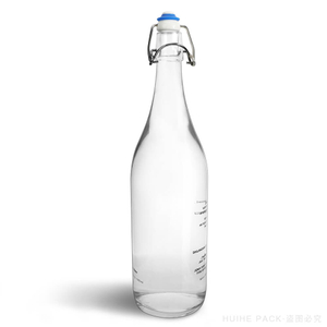 Transparent 1000ml Swing Top Sparkling Water Glass Bottle