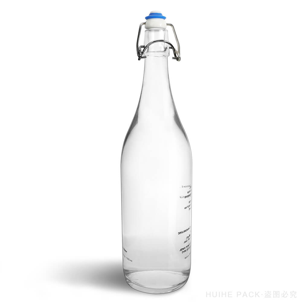 Transparent 1000ml Swing Top Sparkling Water Glass Bottle