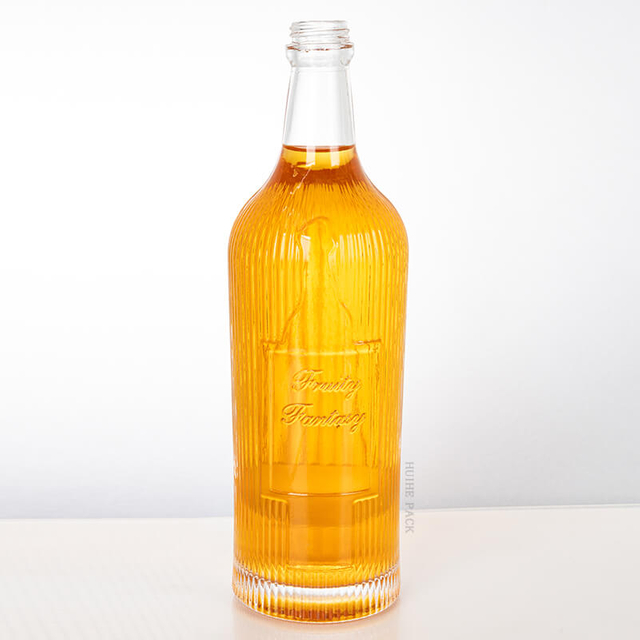 700ml Vertically Ribbed Cylinder Glass Liquor Bottle
