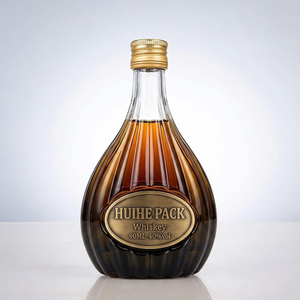 Pear - Shaped Glass Liquor Bottle with Vertical Ribbed Patterns