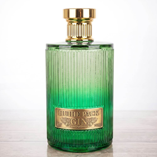 Vertical Ribbed Cylinder Liquor Bottle with Screw Corks