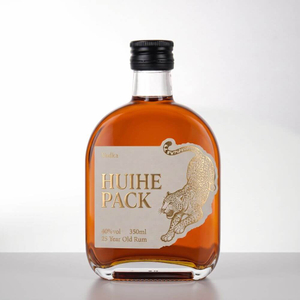 Oval Flat Clear Glass Liquor Bottle with Screw Cap