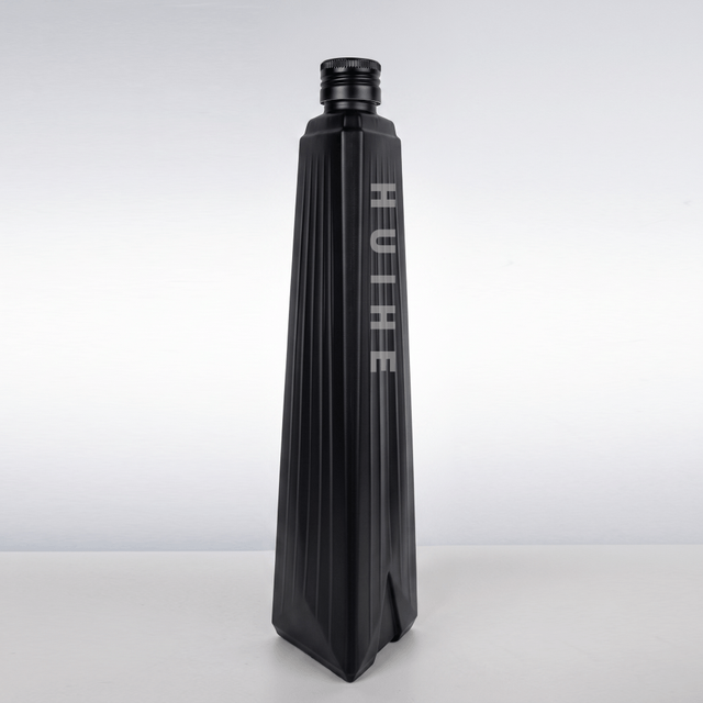 700ml Slender Triangular Ribbing Pattern Glass Liquor Bottle