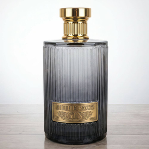 Vertical Ribbed Cylinder Liquor Bottle with Screw Corks