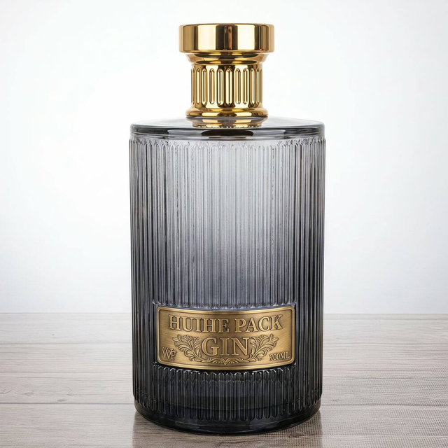 Vertical Ribbed Cylinder Liquor Bottle with Screw Corks