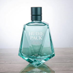 Geometric Design Angular Faceted Glass Liquor Bottle