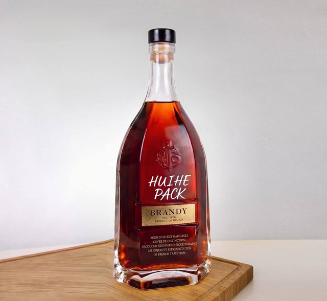 Curved Body Flat Slim Neck Spirit Bottle with Angular Edges