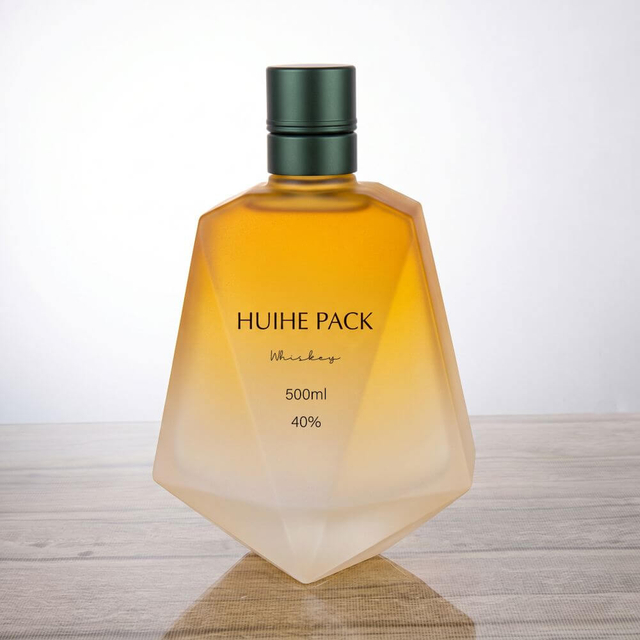 Geometric Design Angular Faceted Glass Liquor Bottle