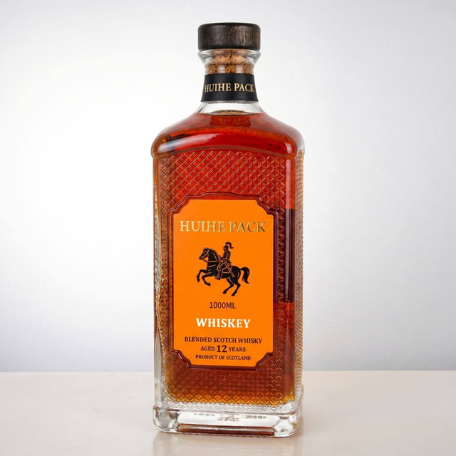 1000ML Embossed Square Glass Liquor Bottle