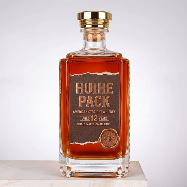 Rectangular Prism Glass Whiskey Bottle with Better Grip
