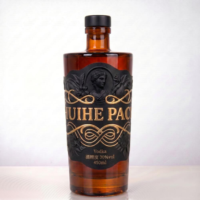 Wide Shoulder Thick-Bottom Glass Liquor Bottle